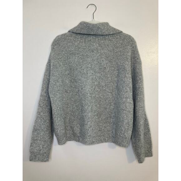 Velvet by Graham & Spencer Shay  Polo Grey Wool Blend Ribbed Sweater Capsule XS - Picture 4 of 9